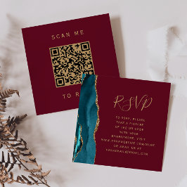 Budget Teal Guld Agat Burgunder QR-kod RSVP Tilläggskort