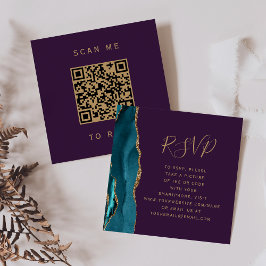 Budget Teal Guld Agat Lila Bröllops QR-kod RSVP Tilläggskort