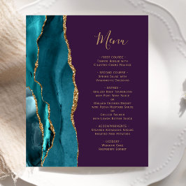 Budget Teal Guld Agate Lila Bröllop Menu