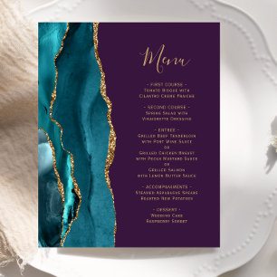 Budget Teal Guld Agate Lila Bröllop Menu