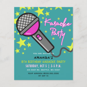 Budget Teal Rosa Barn Karaoke Fest Inbjudan