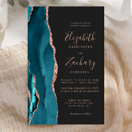 Budget Teal Rose Gold Agat Mörkt Bröllopsinbjudan