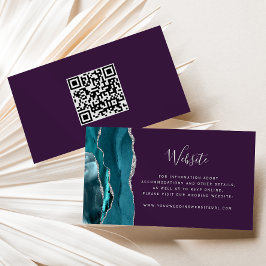Budget Teal Silver Agat Lila Bröllops QR-kod Tilläggskort