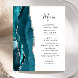 Budget Teal Silver Agate Bröllop Menu