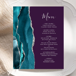 Budget Teal Silver Agate Lila Bröllop Menu