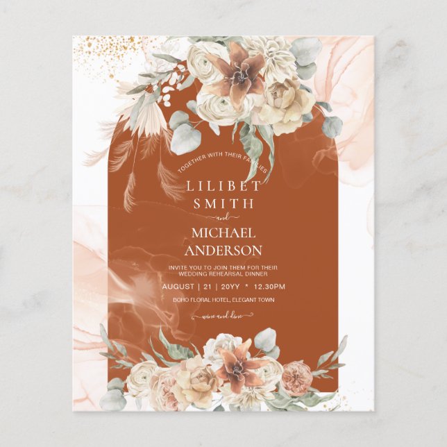 BUDGET Terracotta Blommigt Pampas Grass REHEARSAL (Framsida)