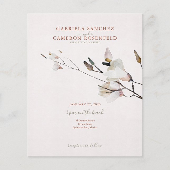 Budget Terracotta Blommigt QR Code Wedding bjudand (Framsida)