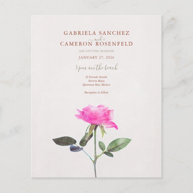 Budget Terracotta Blommigt QR Code Wedding bjudand (Framsida)