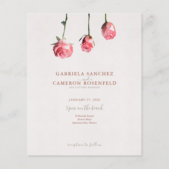 Budget Terracotta Blommigt QR Code Wedding bjudand (Framsida)