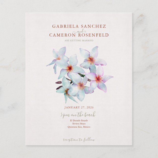 Budget Terracotta Blommigt QR Code Wedding bjudand (Framsida)