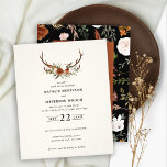 Budget Terracotta blommigt Stag bröllopsinbjudan Flygblad<br><div class="desc">Rustic blommigt- och stag-antlers botancial bröllopsinbjudning och informationskort. Med vackra svarta,  rosta,  terracotta,   rosa och grönt pampas gräseucalyptus vattenfärgdetaljer. Den här moderna bröllopsinbjudan kommer säkert att sätta stil för din stora dag.</div>