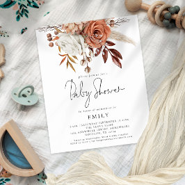 Budget Terracotta Blommigts Baby Shower-inbjudan