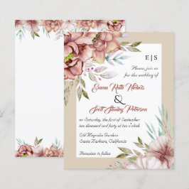 BUDGET terracotta-blommor inbjudan till bröllopet