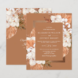 Budget Terracotta Boho Pampas Bröllopsinbjudan