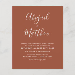 Budget Terracotta Boho Photo Wedding bjudande Flygblad