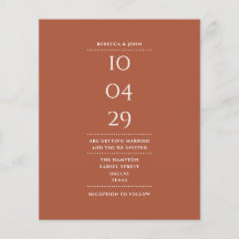 Budget Terracotta Bröllop Datuminbjudan