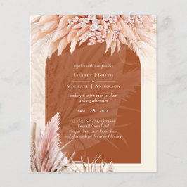 BUDGET Terracotta Coral Pampas Grass Bröllop Flygblad