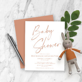 Budget Terracotta Enkel Skript Baby Shower Inbjuda