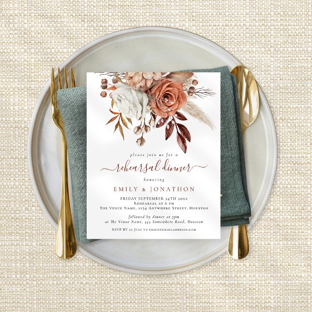 Budget Terracotta Fall Blommigts Rehearsal Dinner (Skapare uppladdad)