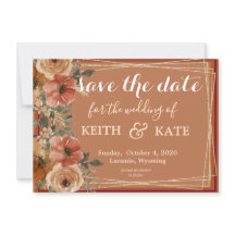 BUDGET Terracotta Floral Elegant Save Date    