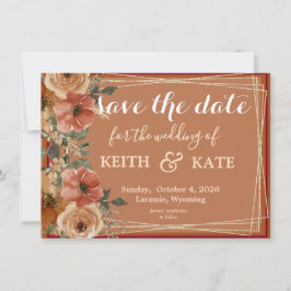 BUDGET Terracotta Floral Elegant Save Date     Inbjudningar