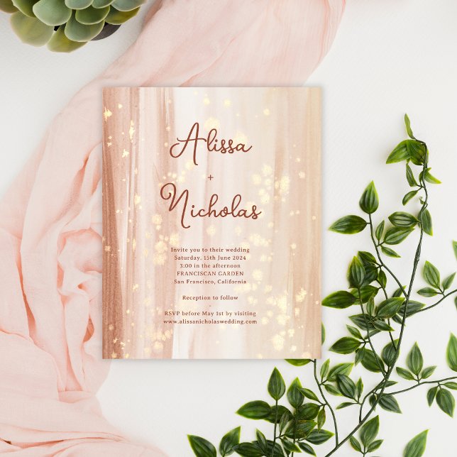 Budget Terracotta Guld Färg bröllopsinbjudan (Skapare uppladdad)