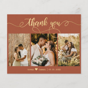 Budget Terracotta Guld Script Photo Bröllop