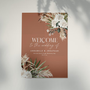 Budget Terracotta modern pampas eucalyptus bröllop Poster