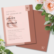Budget Terracotta Monogram bröllopsinbjudan