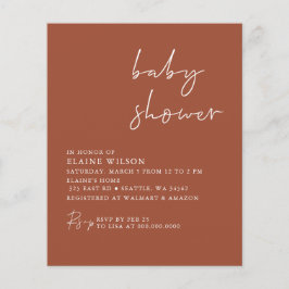 Budget Terracotta Neutralt Baby Shower-inbjudan