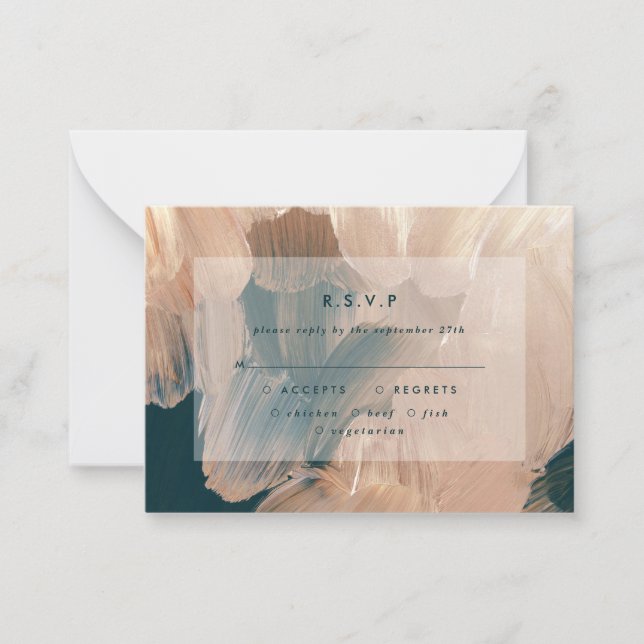 Budget Terracotta painterly bröllop R.S.V.P. svar Anteckningskort (Framsida)