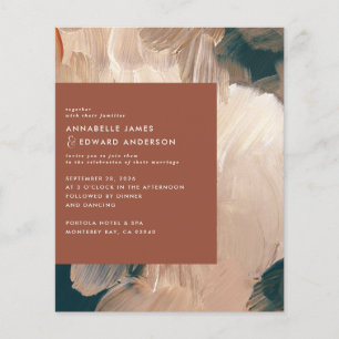 budget Terracotta painterly bröllop spara datum Flygblad