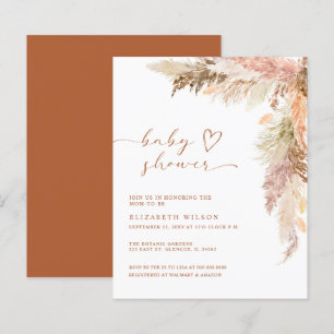 Budget Terracotta Pampas Grass Baby Shower Inbjuda