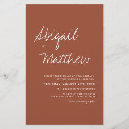 Budget Terracotta QR Code OSA bröllop bjudande Flygblad