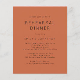 Budget Terracotta Rehearsal Dinner bröllop bjudand