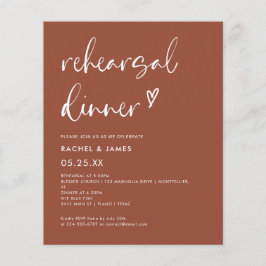 Budget Terracotta Rust Rehearsal Dinner Inbjudan Flygblad