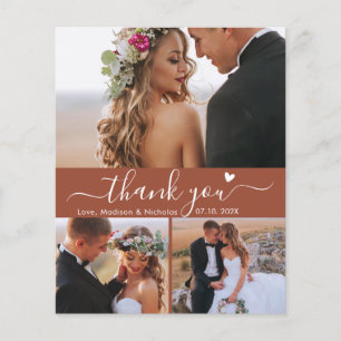 Budget Terracotta Script Photo Bröllop Tack Flygblad