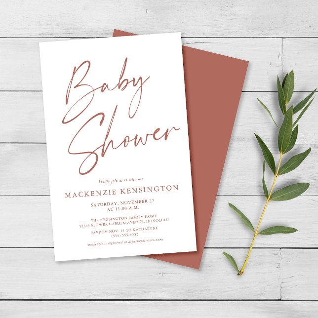 Budget Terracotta Simple Script Baby Shower FLYER (Skapare uppladdad)