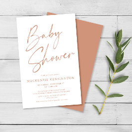Budget Terracotta Simple Script Baby Shower FLYER