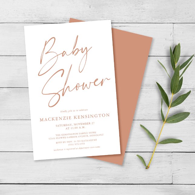 Budget Terracotta Simple Script Baby Shower FLYER (Skapare uppladdad)