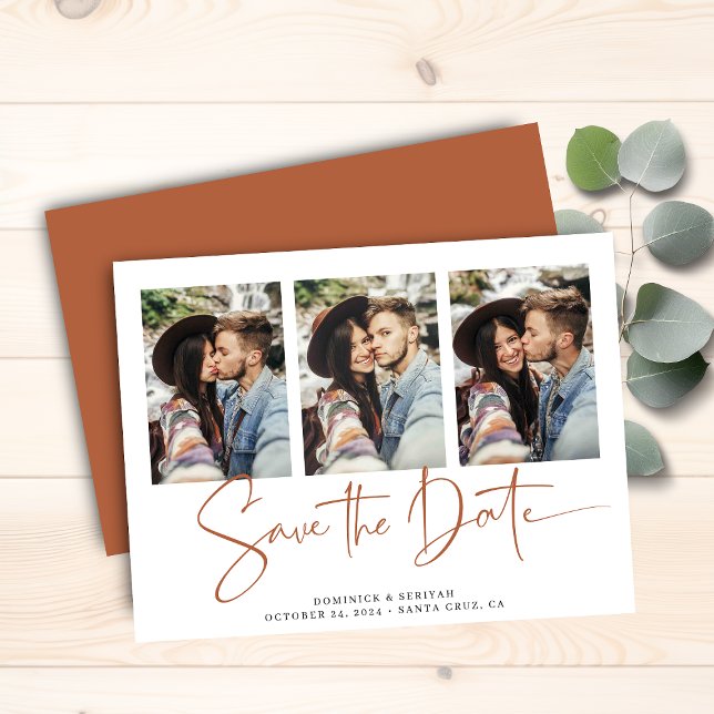 Budget Terracotta Typography Bröllop spara datum (Budget Terracotta Typography Wedding Save the Date Card)