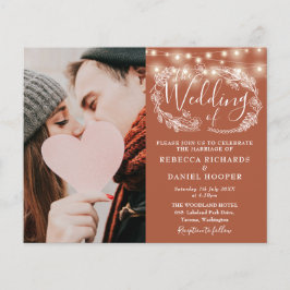 Budget Terrakotta Bröllopsdetaljer Foto Inbjudan