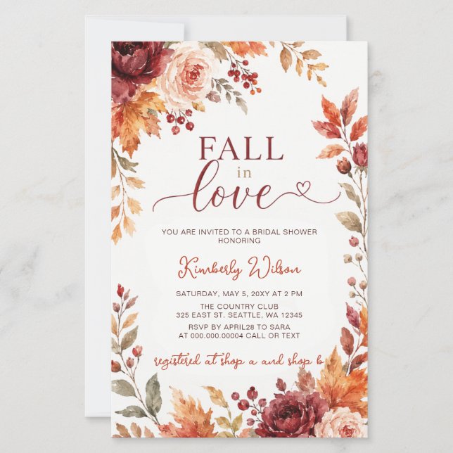 Budget Terrakotta Fall in Love Fall Bröllopsdusch (Framsida)