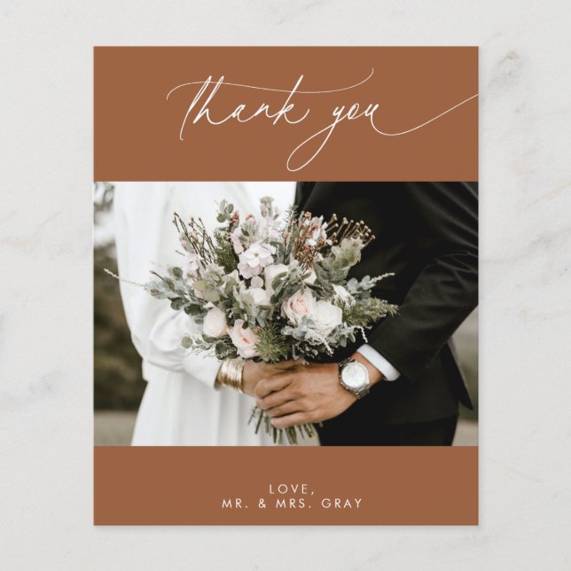 BUDGET Terrakotta HöstBröllops Foto Tackkort Flygblad (Framsidan)