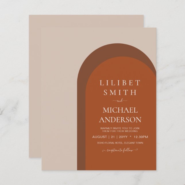 BUDGET Terrakotta jordtoner Djärv Bröllop (Fram/baksida)