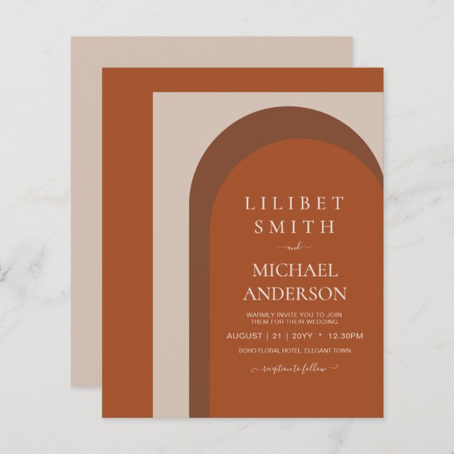 BUDGET Terrakotta jordtoner Djärv Bröllop (Fram/baksida)