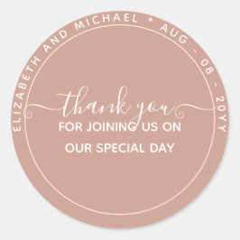 BUDGET Terrakotta Tacksamt Förärande Monokrom Runt Klistermärke