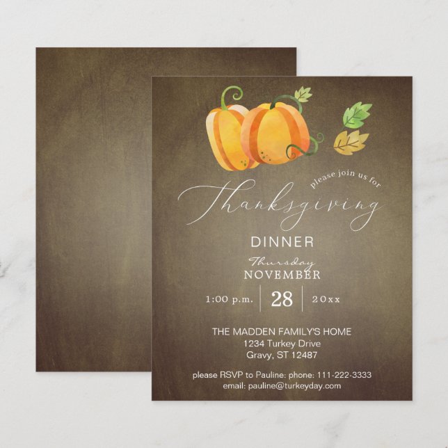 Budget Thanksgiving Pumpa Duo Guld Middag (Fram/baksida)