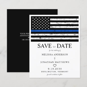 Budget Thin Blue Line Police Bröllop spara datum