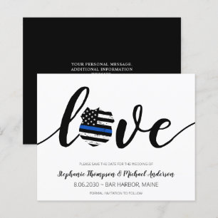 Budget Thin Blue Line Police Bröllop spara datum